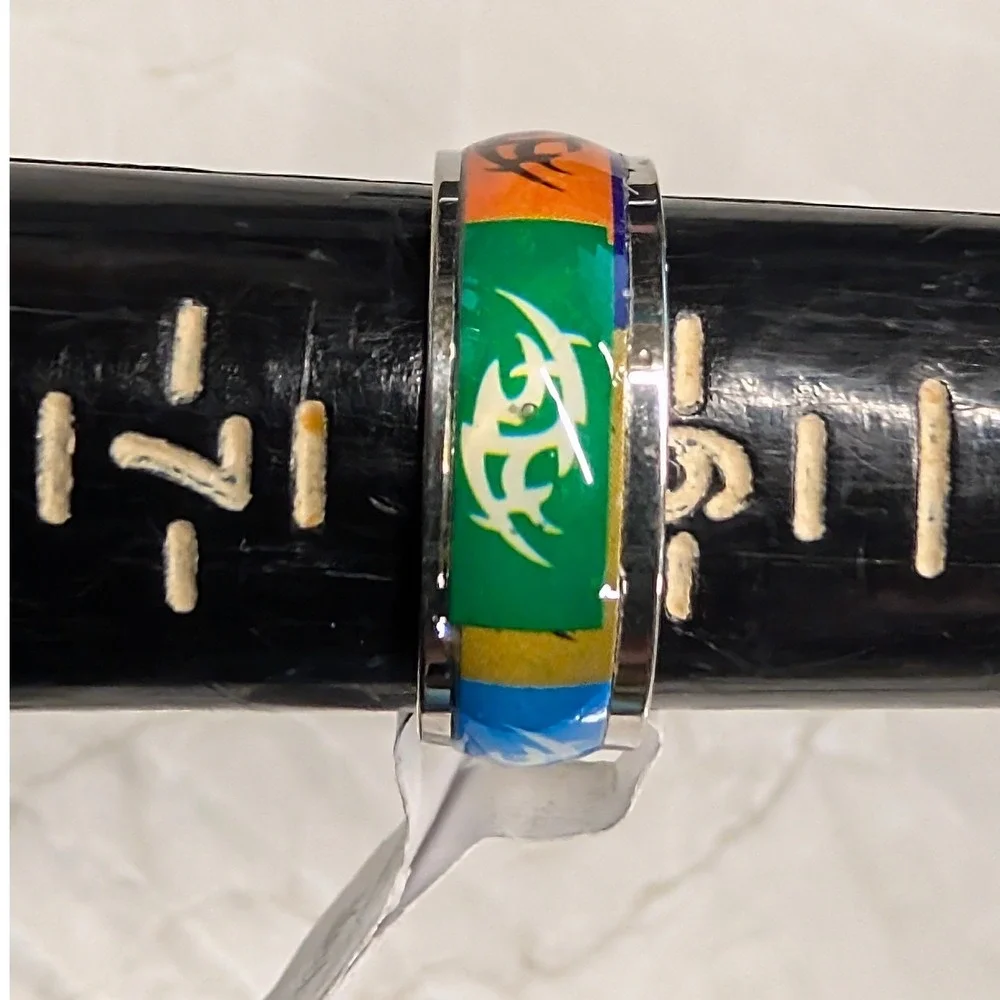 NEW Stainless Steel Tribal Band Ring Size 6.25 Multicolor Y2K Biker Style
